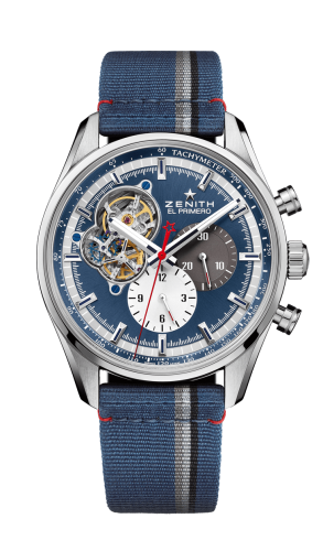 replica Zenith - 03.2040.4061/52.C802 El Primero Chronomaster Open Stainless Steel / Blue 1969 / Fabric