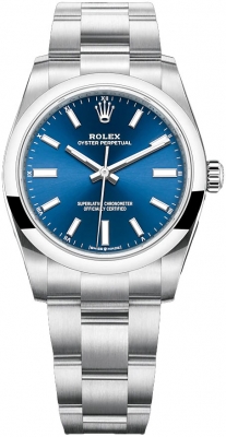 replica Rolex Oyster Perpetual 34mm Ladies Watch 124200 Blue