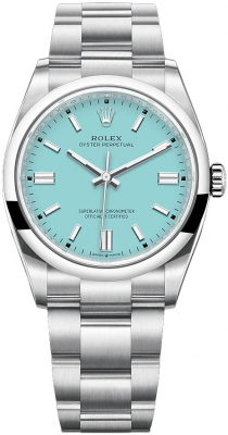 replica Rolex Oyster Perpetual 36mm Midsize Watch 126000 Turquoise Blue