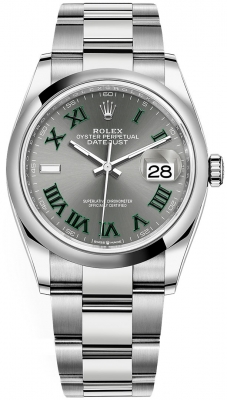 replica Rolex Datejust 36mm Stainless Steel Midsize Watch 126200 Slate Roman Oyster