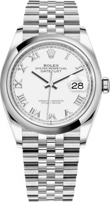 replica Rolex Datejust 36mm Stainless Steel Midsize Watch 126200 White Roman Jubilee