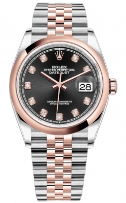 replica Rolex Datejust 36mm Stainless Steel and Rose Gold Ladies Watch 126201 Black Diamond Jubilee