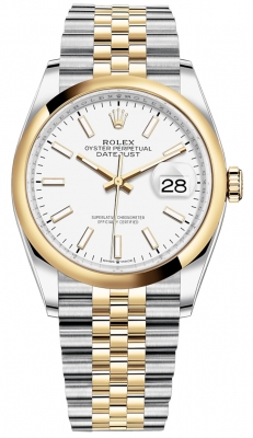 replica Rolex Datejust 36mm Stainless Steel and Yellow Gold Ladies Watch 126203 White Index Jubilee