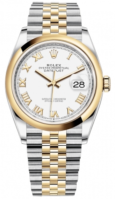 replica Rolex Datejust 36mm Stainless Steel and Yellow Gold Ladies Watch 126203 White Roman Jubilee