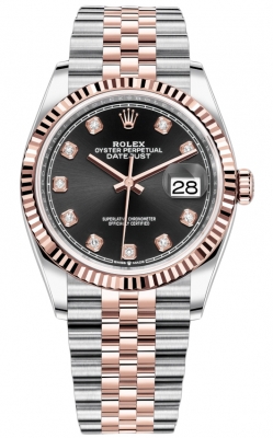 replica Rolex Datejust 36mm Stainless Steel and Rose Gold Ladies Watch 126231 Black Diamond Jubilee