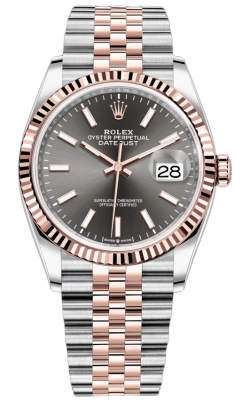 replica Rolex Datejust 36mm Stainless Steel and Rose Gold Ladies Watch 126231 Dark Rhodium Index Jubilee