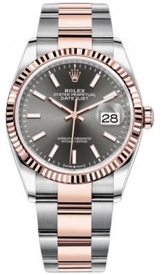 replica Rolex Datejust 36mm Stainless Steel and Rose Gold Ladies Watch 126231 Dark Rhodium Index Oyster
