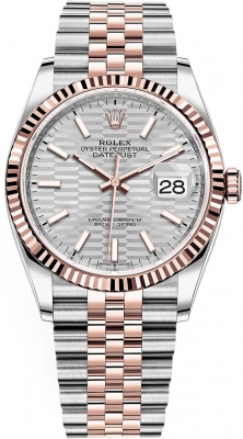 replica Rolex Datejust 36mm Stainless Steel and Rose Gold Ladies Watch 126231 Silver Fluted Jubilee