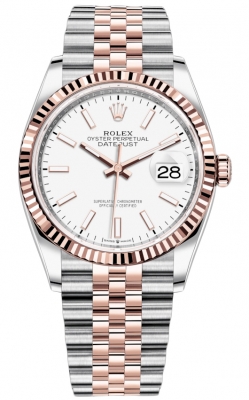 replica Rolex Datejust 36mm Stainless Steel and Rose Gold Ladies Watch 126231 White Index Jubilee