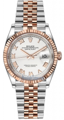 replica Rolex Datejust 36mm Stainless Steel and Rose Gold Ladies Watch 126231 White Roman Jubilee