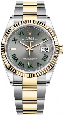 replica Rolex Datejust 36mm Stainless Steel and Yellow Gold Ladies Watch 126233 Slate Roman Oyster