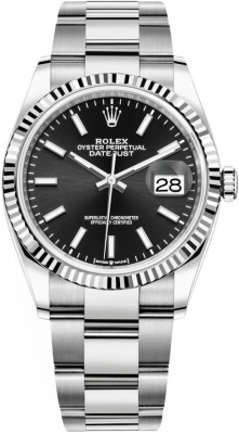 replica Rolex Datejust 36mm Stainless Steel Midsize Watch 126234 Black Index Oyster