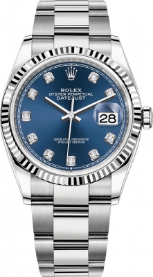 replica Rolex Datejust 36mm Stainless Steel Midsize Watch 126234 Blue Diamond Oyster