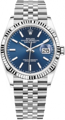 replica Rolex Datejust 36mm Stainless Steel Midsize Watch 126234 Blue Index Jubilee