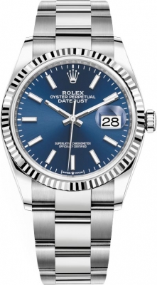 replica Rolex Datejust 36mm Stainless Steel Midsize Watch 126234 Blue Index Oyster