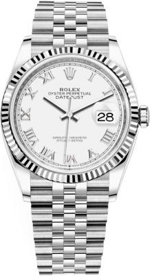 replica Rolex Datejust 36mm Stainless Steel Midsize Watch 126234 White Roman Jubilee