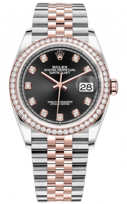 replica Rolex Datejust 36mm Stainless Steel and Rose Gold Ladies Watch 126281RBR Black Diamond Jubilee