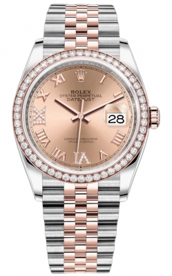 replica Rolex Datejust 36mm Stainless Steel and Rose Gold Ladies Watch 126281RBR Rose VI IX Roman Jubilee