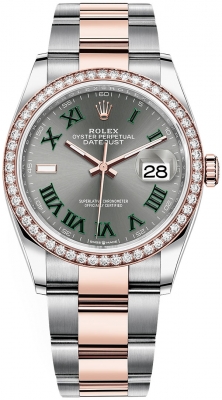 replica Rolex Datejust 36mm Stainless Steel and Rose Gold Ladies Watch 126281RBR Slate Roman Oyster