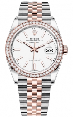 replica Rolex Datejust 36mm Stainless Steel and Rose Gold Ladies Watch 126281RBR White Index Jubilee