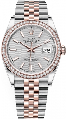 replica Rolex Datejust 36mm Stainless Steel and Rose Gold Ladies Watch 126281rbr Silver Fluted Jubilee