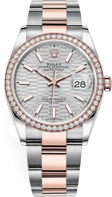 replica Rolex Datejust 36mm Stainless Steel and Rose Gold Ladies Watch 126281rbr Silver Fluted Oyster