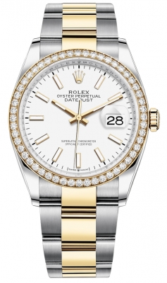 replica Rolex Datejust 36mm Stainless Steel and Yellow Gold Ladies Watch 126283RBR White Index Oyster