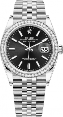 replica Rolex Datejust 36mm Stainless Steel Midsize Watch 126284rbr Black Index Jubilee