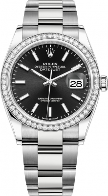 replica Rolex Datejust 36mm Stainless Steel Midsize Watch 126284rbr Black Index Oyster