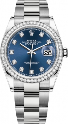 replica Rolex Datejust 36mm Stainless Steel Midsize Watch 126284rbr Blue Diamond Oyster