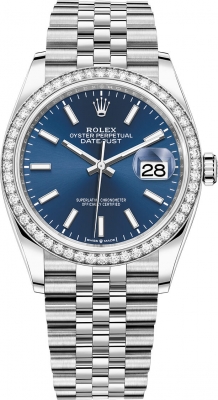 replica Rolex Datejust 36mm Stainless Steel Midsize Watch 126284rbr Blue Index Jubilee