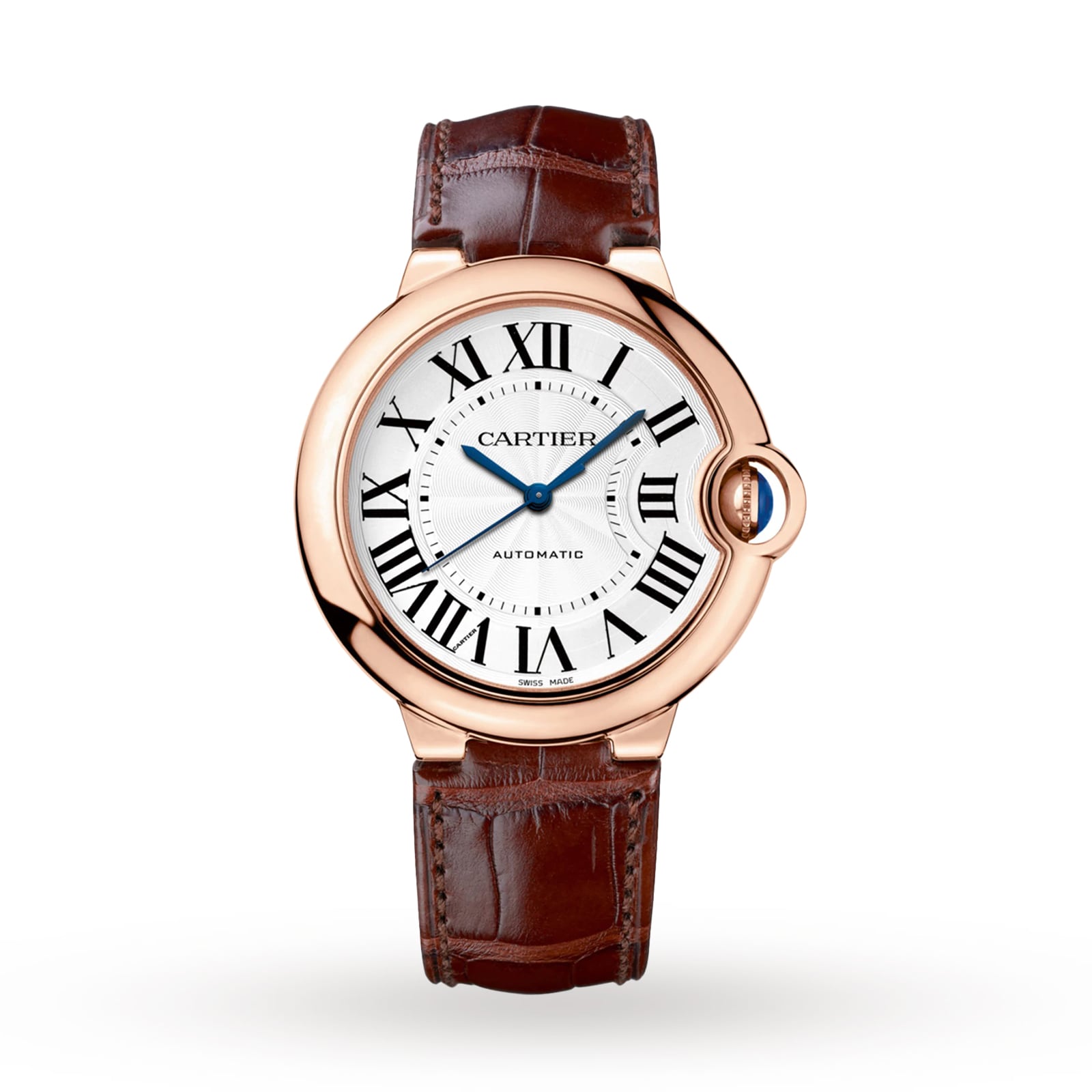 replica Cartier Ballon Bleu De Cartier Watch 36mm Automatic Movement Pink Gold Leather WGBB0009