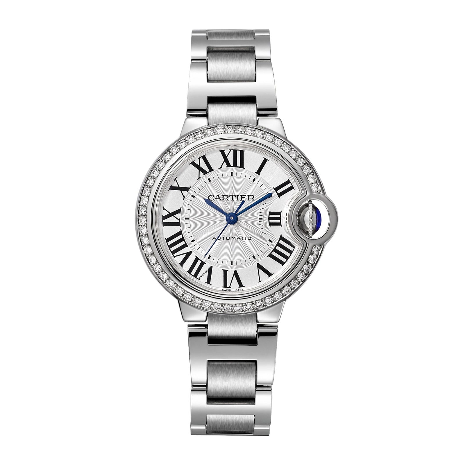 replica Cartier Ballon Bleu De Cartier Watch 33mm Mechanical Movement With Automatic Winding Steel Diamonds W4BB0023