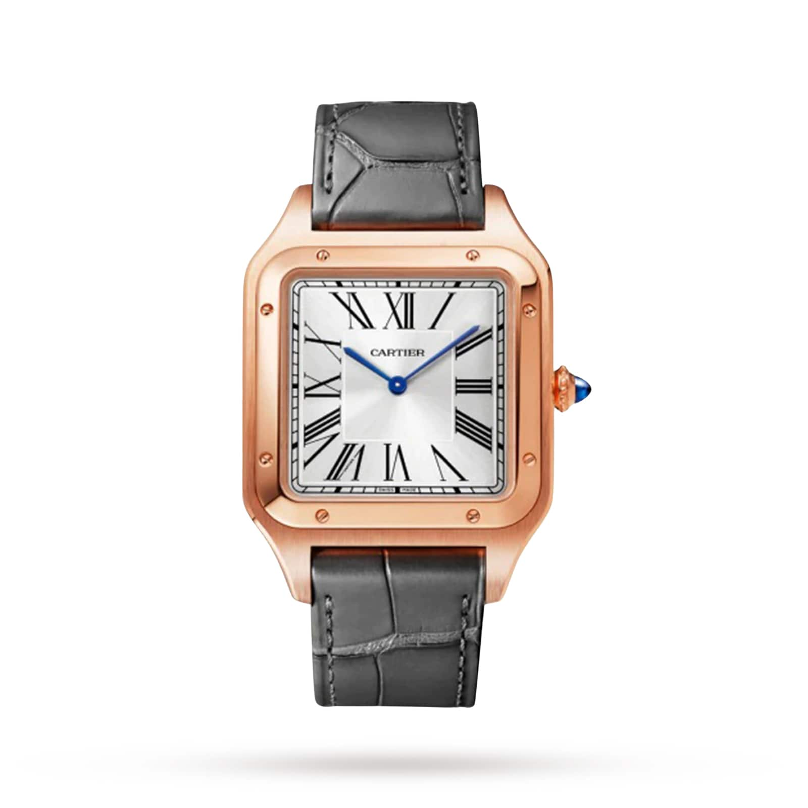 replica Cartier Santos-Dumont Watch Extra-Large Model Hand-Wound Mechanical Movement Rose Gold Leather WGSA0032