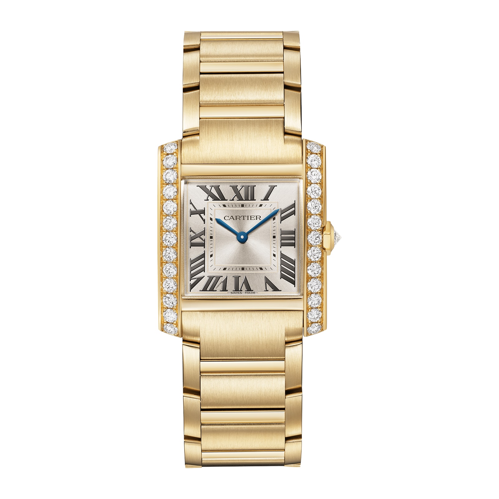 replica Cartier Tank Fran?aise Watch Medium Model Quartz Movement Yellow Gold Diamonds WJTA0040