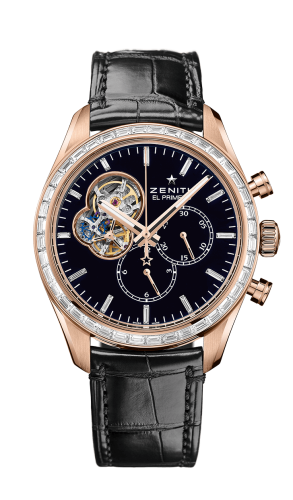 replica Zenith - 22.2080.4061/21.C496 El Primero Chronomaster Open Rose Gold / Diamond / Black / Alligator