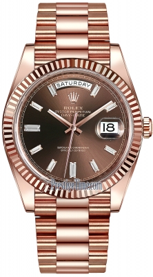 replica Rolex Day-Date 40mm Everose Gold Mens Watch 228235 Chocolate Baguette Index