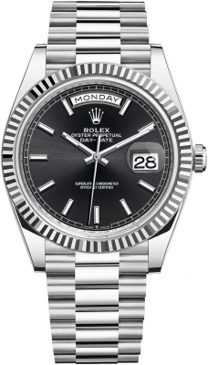 replica Rolex Day-Date 40mm Platinum Mens Watch 228236 Black Index