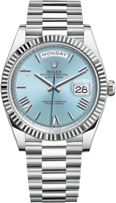 replica Rolex Day-Date 40mm Platinum Mens Watch 228236 Ice Blue Roman