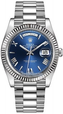 replica Rolex Day-Date 40mm White Gold Mens Watch 228239 Blue Roman