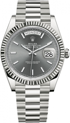 replica Rolex Day-Date 40mm White Gold Mens Watch 228239 Slate Index