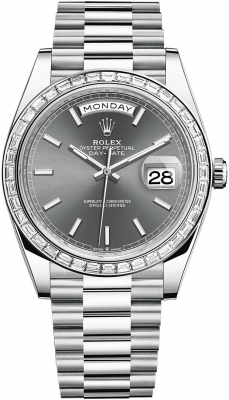 replica Rolex Day-Date 40mm Platinum Mens Watch 228396TBR Slate Index