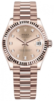 replica Rolex Datejust 31mm Everose Gold Ladies Watch