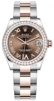 replica Rolex Datejust 31mm Stainless Steel and Rose Gold Ladies Watch