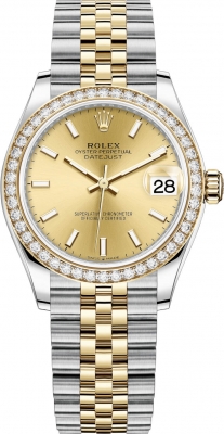 replica Rolex Datejust 31mm Stainless Steel and Yellow Gold Ladies Watch