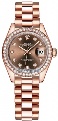 replica Rolex Lady Datejust 28mm Yellow Gold Ladies Watch 279138RBR Champagne Diamond President