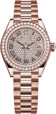 replica Rolex Lady Datejust 28mm Everose Gold Ladies Watch 279135RBR Rose 17 Diamond President