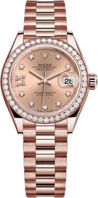 replica Rolex Lady Datejust 28mm Everose Gold Ladies Watch 279175 Rose Roman Jubilee