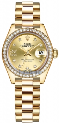 replica Rolex Lady Datejust 28mm Everose Gold Ladies Watch 279135RBR Aubergine Diamond President