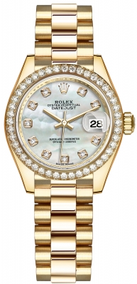 replica Rolex Lady Datejust 28mm White Gold Ladies Watch 279139rbr Pink Opal 17 Diamond President